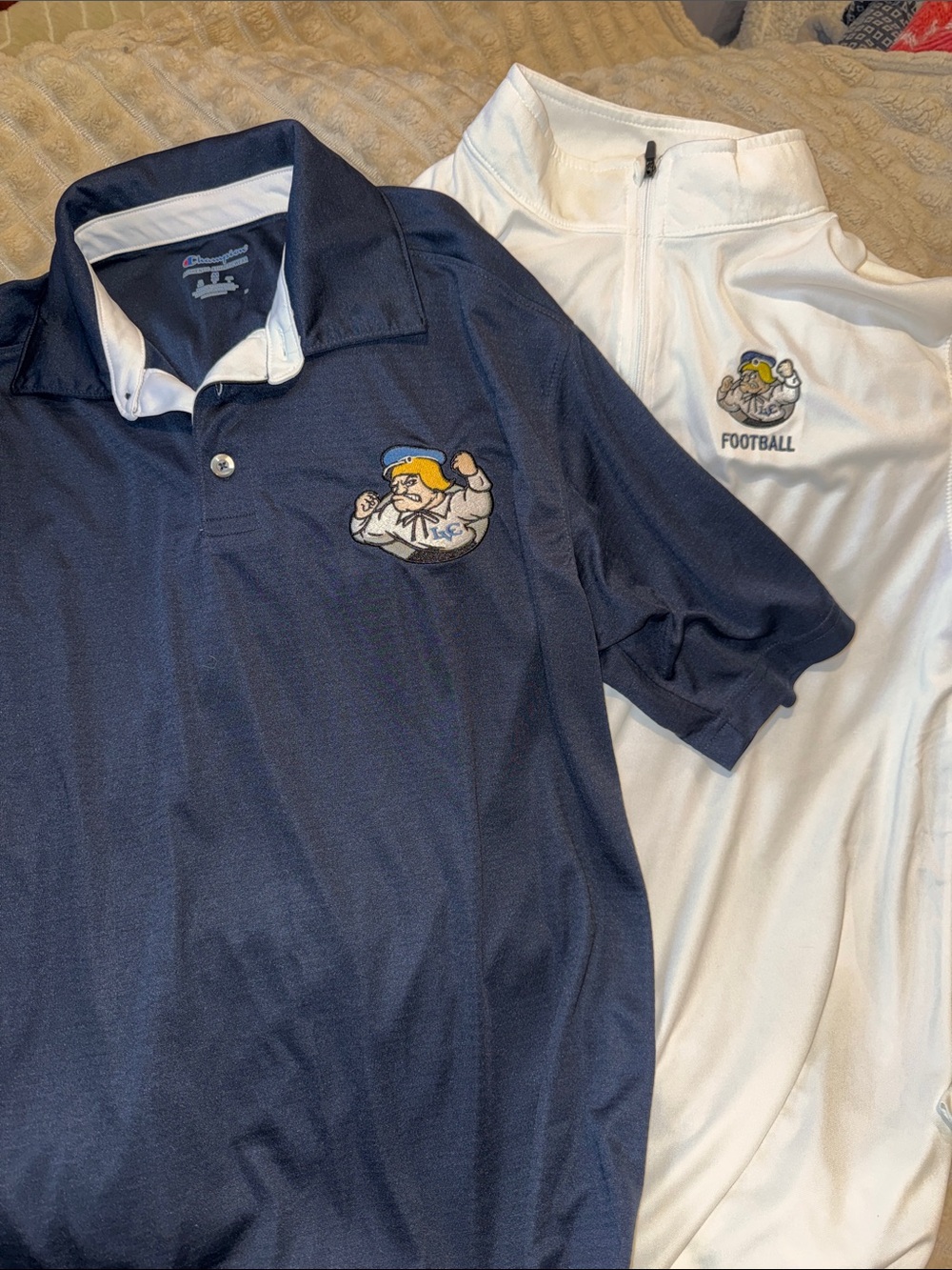 LVC Lebanon Valley Men's Navy and White Football Polo & Quarter-Zip Bundle